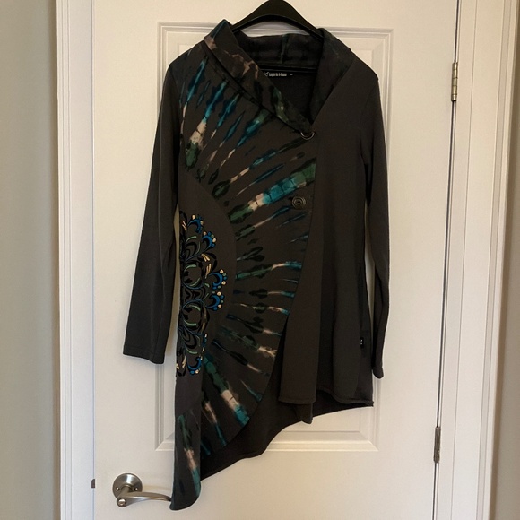 Gray Asymmetrical Cardigan - size small - Picture 1 of 8